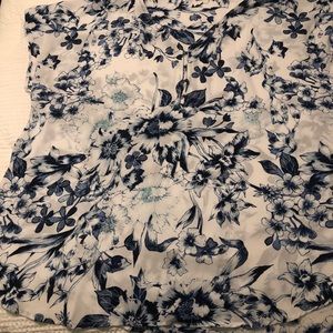 Maurices white and blue floral v-neck blouse
